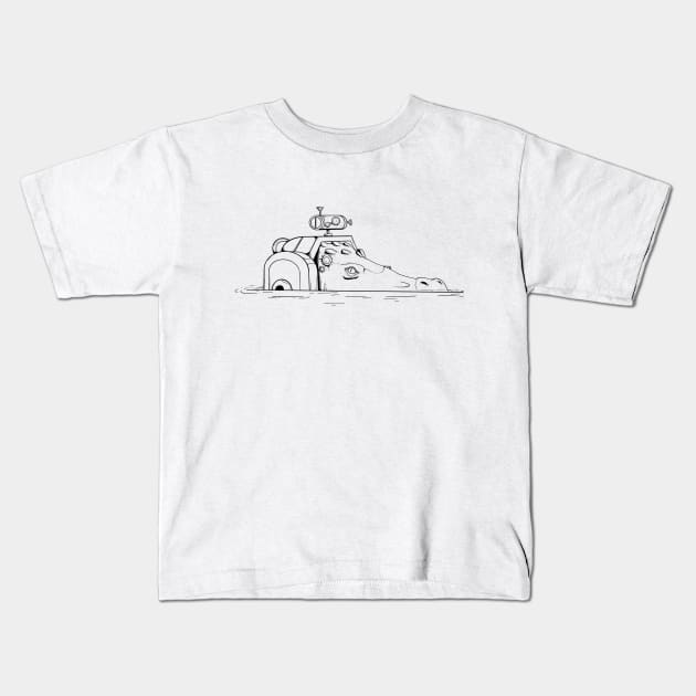 Lurking Crocubot Kids T-Shirt by Paper Wizard